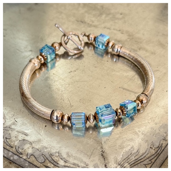 Sterling SIlver and Blue Crystal Bracelet - Picture 3 of 3